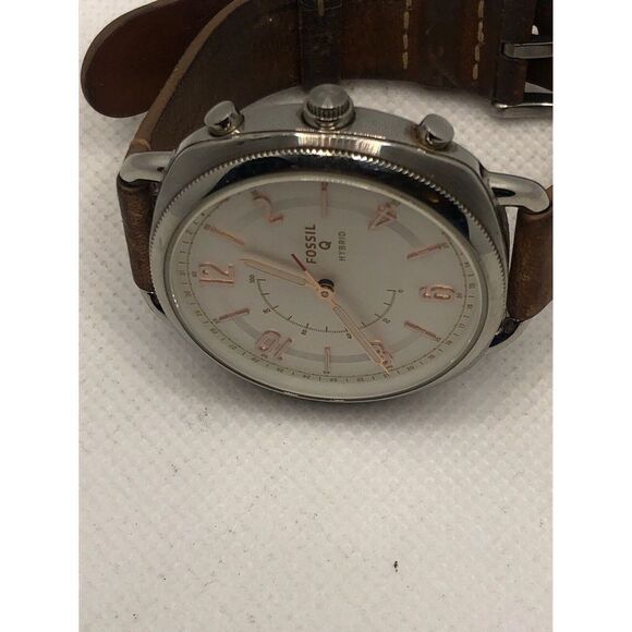 Fossil Q FTW1200 Women Brown Leather Analog Silver Dial Hybrid Smart Watch HK404 - Picture 6 of 9
